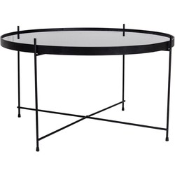 Venezia Coffee Table - Coffee table black powder coated steel with glass Ã¸70xh40cm