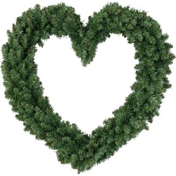 Kerstversiering kerstkrans hart groen 50 cm - Kerstkransen