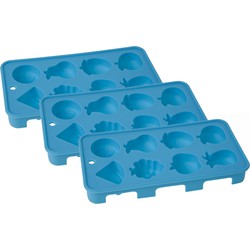 Set van 3x stuks ijsblokjes/ijsklontjes fruitvorm voor 8 blokjes - IJsblokjesvormen
