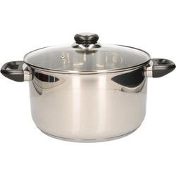 Kookpan - RVS - glazen deksel - 24 cm - 5L - o.a. voor inductie en gas - Kookpannen