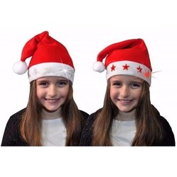 3 kerstmutsen met witte sterretjes en verlichting voor kids - Kerstmutsen