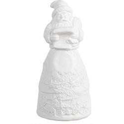 Clayre & Eef Kerstdecoratie met LED-verlichting Kerstman Ø 5x11 cm Wit Porselein