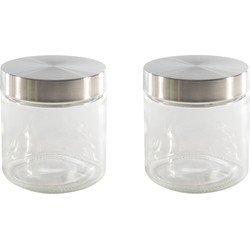 Set van 2x stuks voorraadpotten/bewaarpotten 750 ml glas met Rvs deksel - Voorraadpot