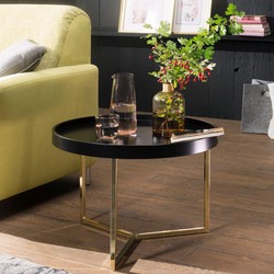 Pippa Design ronde salontafel in retro design - zwart goud