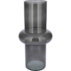 Bellatio Design Bloemenvaas - grijs transparant gerecycled glas - D15 x H31 cm - Vazen