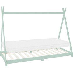 Kinderbed Tipi 90x200 cm mint van grenenhout incl. matras H-10cm houten bed met lattenbodem ML design