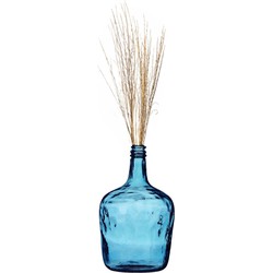 Natural Living Bloemenvaas Jeanne - blauw transparant - gerecycled glas - D25 x H40 cm - Fles vazen - Vazen