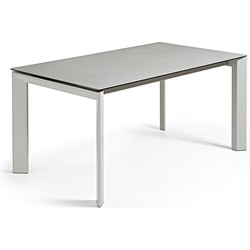 Kave Home - Axis uitschuifbare tafel porselein met Hydra Plomo afwerking en grijze poten 160 (220) cm