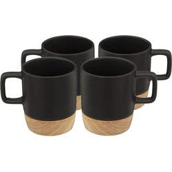 Secret de Gourmet Koffiekopjes/espressokopjes - 12x - aardewerk - zwart - Koffie- en theeglazen