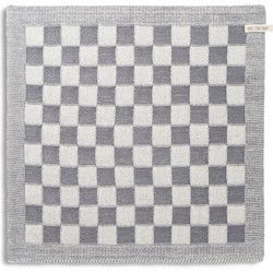 Knit Factory Gebreide Keukendoek - Keukenhanddoek Block - Ecru/Med Grey - 50x50 cm