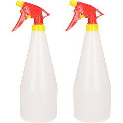 2x stuks rood/gele plantensproeiers 1 liter - Plantenspuiten