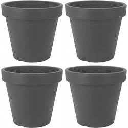 4x Antraciet grijze plantenpotten 30 cm van kunststof - Plantenpotten