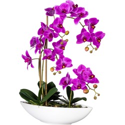 Kopu® Kunstbloem Orchidee 60 cm Roze met Schaal Ovaal - Phalaenopsis