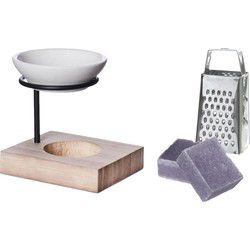 Ideas4seasons Amberblokjes/geurblokjes cadeauset - lavendel - inclusief geurbrander en mini rasp - Geurbranders