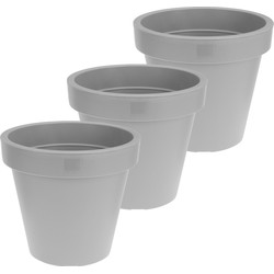 Set van 3x stuks plantenpotten/bloempotten grijs 30 cm - Plantenpotten