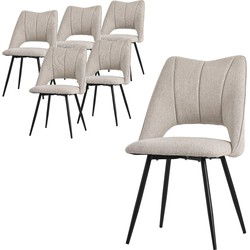 Eetkamerstoel set van 6 Beige gestoffeerd incl. montagemateriaal Gestoffeerde stoel Keukenstoel ML design