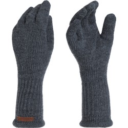 Knit Factory Lana Gebreide Dames Handschoenen - Polswarmers - Antraciet - One Size