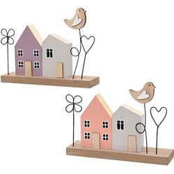 Huis mdf l16b4,5h12 cm roze