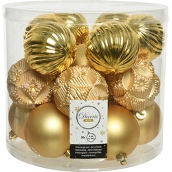 20x stuks luxe kunststof kerstballen goud mix 8 cm - Kerstbal