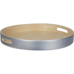 Kaarsenbord/kaarsenplateau zilver bamboe rond D30 cm - Kaarsenplateaus