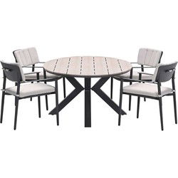 Garden Impressions Dane tuinset 5-delig - Tulli tuintafel 180x115 cm - light teak vironwood