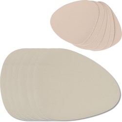 6x Lederlook placemats creme/beige 34 x 42 cm + 6x glazen onderzetters - Placemats