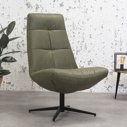 Industriële fauteuil groen Dion Eco leer draaibaar