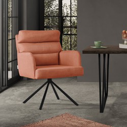 Eetkamerstoel oranje draaibaar met afneembaar rugkussen gestoffeerd tot 120 kg ML design