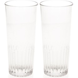 2x stuks onbreekbaar bierglas ribbel transparant kunststof 30 cl/300 ml - Bierglazen