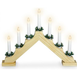 Kaarsenbrug verlichting - goud - hout - 41 x 5,5 x 30 cm - 7 led - kerstverlichting figuur