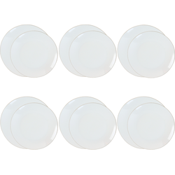 OTIX Bordenset - Ontbijtborden - Dinerborden - Set van 12 Stuks - Wit met Gouden rand - Porselein - DAISY