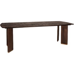 PTMD Liber Brown mango wood dining table 280cm gold leg