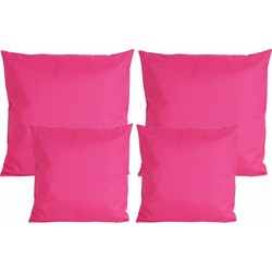 Bank/tuin kussens set - binnen/buiten - 4x stuks - fuchsia roze - In 2 formaten - Sierkussens