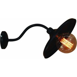 Wandlamp stoer boog lampenkap zwart 300mm ØE27