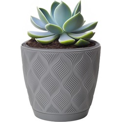 Form Plastic Plantenpot/bloempot New Age - kunststof - platina grijs - D23 x H21 cm - Plantenpotten