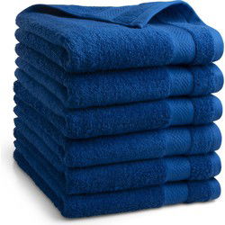 DoubleDry Hotel Handdoeken 50 x 100 cm – Set van 6 – 100% Katoen 500 g/m2 – Zacht & Absorberend - Klassiek Blauw