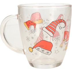 Kerst mok/beker van glas 300 ml met kerstman kleding - Bekers