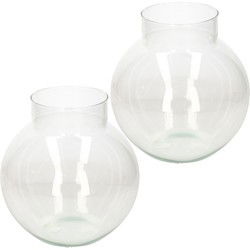Hakbijl Glass Bloemenvaas/bolvaas - 2x - glas - 23 x 23 cm - Vazen