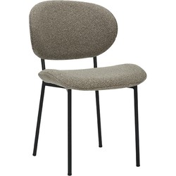 LABEL51 Eetkamerstoel Senn - Truffel grijs - Boucle - Black Frame