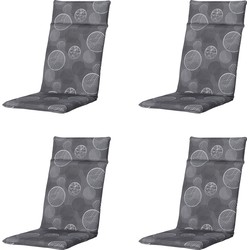 Madison -  Tuinstoelkussen Hoge Rug Circle grey - Ca. 120x50 cm - Set van 4