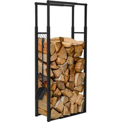 Haardhoutrek verstelbaar 100,5-150,5 x 25 x 40-65 cm zwart metaal ML design