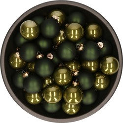 Kerstballen set van glas 36x stuks olijf groen 6 cm - Kerstbal