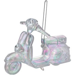 Clayre & Eef Kersthanger Scooter 12 cm Zilverkleurig Kunststof Kerstboomversiering
