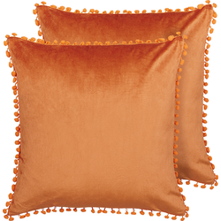 AERANGIS  - Sierkussen set van 2 - Oranje - 45 x 45 cm - Fluweel