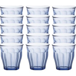 Drinkglazen/waterglazen Picardie - 18x stuks - blauw glas - 250 ML - Drinkglazen