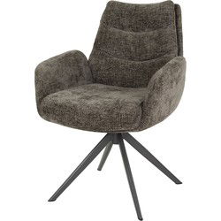 Eetkamerstoel Draaibaar - Stof Taupe - Metaal - 66x67x90cm - Rich - Set van 2