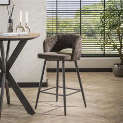 Hoyz Collection - Barstoel Boucle Salon - Tissee Cargo Bruin - Set van 2