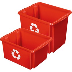 Sunware opslagboxen kunststof rood set van 5x in formaten 32 en 45 liter - Opbergbox