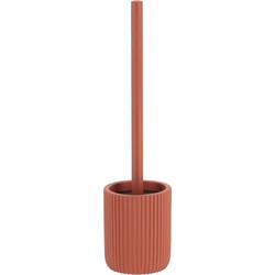 Tendance WC borstel met houder - terracotta - geribbeld - 37 cm - Toiletborstels