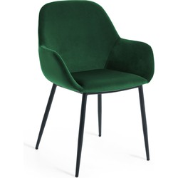 Kave Home - Konna groen fluwelen stoel